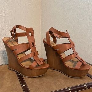 Brown platform wedges